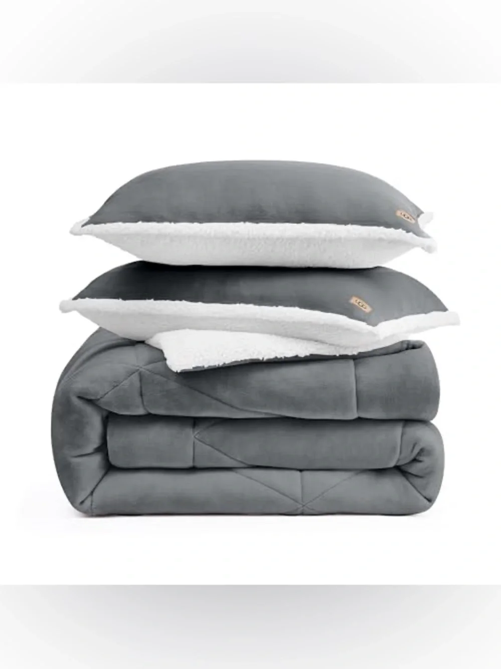 UGG Nita Reversible 3 Piece Comforter Set in Seal Grey, Cali/King